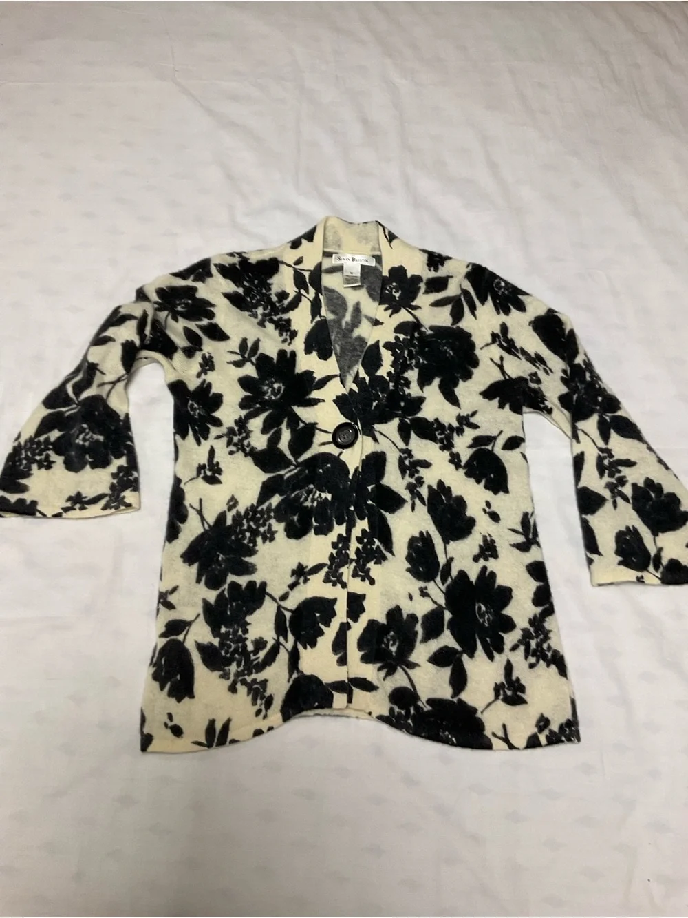 Vintage Susan Bristol Graphic Floral Cardigan Size M